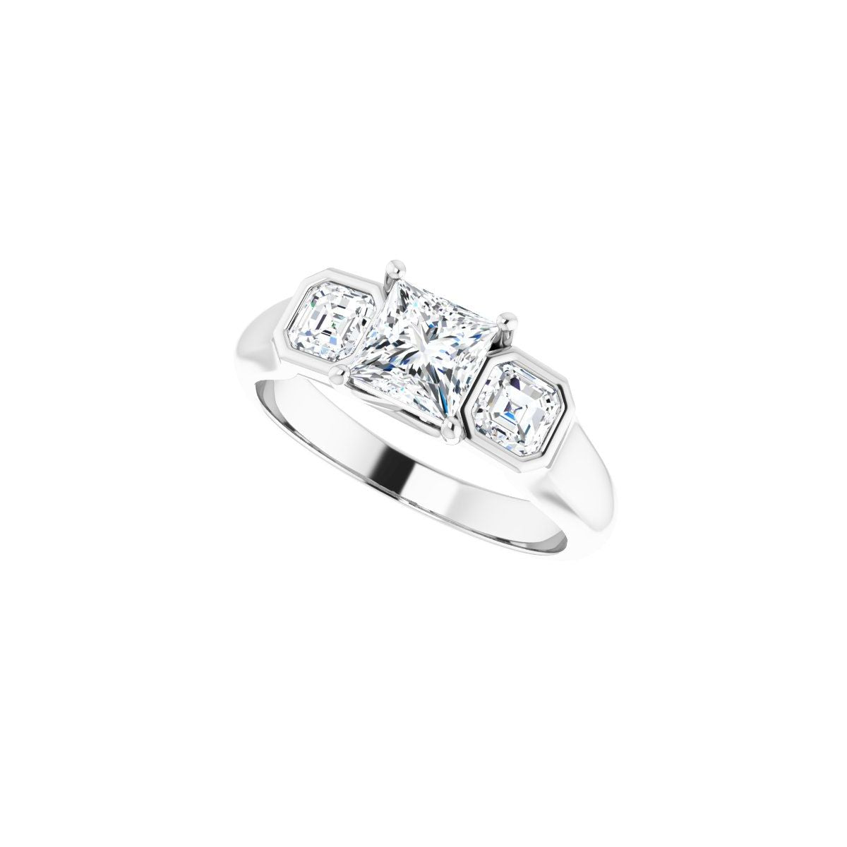 Square Three-Stone Engagement Ring Semi-Mount - gallery - Series 122061
