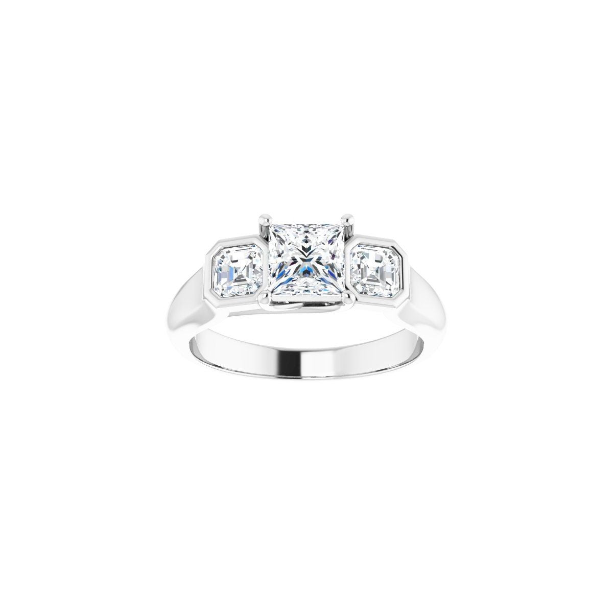 Square Three-Stone Engagement Ring Semi-Mount - gallery - Series 122061