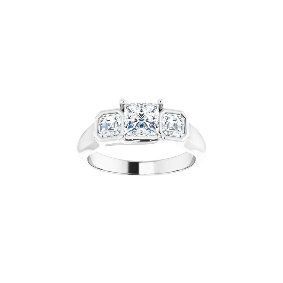 Square Three-Stone Engagement Ring Semi-Mount - gallery - Series 122061