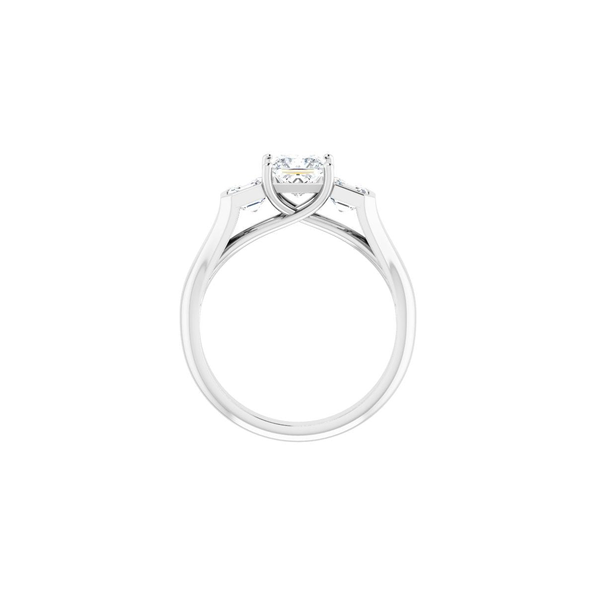 Square Three-Stone Engagement Ring Semi-Mount - gallery - Series 122061