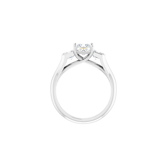 Square Three-Stone Engagement Ring Semi-Mount - gallery - Series 122061