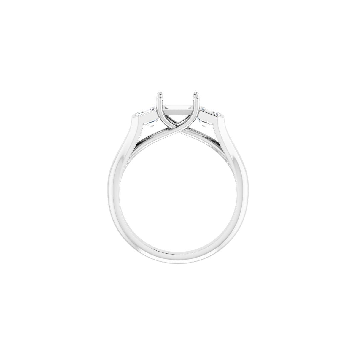 Square Three-Stone Engagement Ring Semi-Mount - gallery - Series 122061