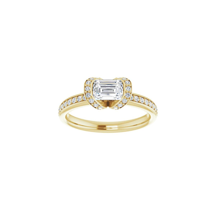 Emerald Half-Bezel Halo-Style Engagement Ring Semi-Mount - gallery - Series 121995