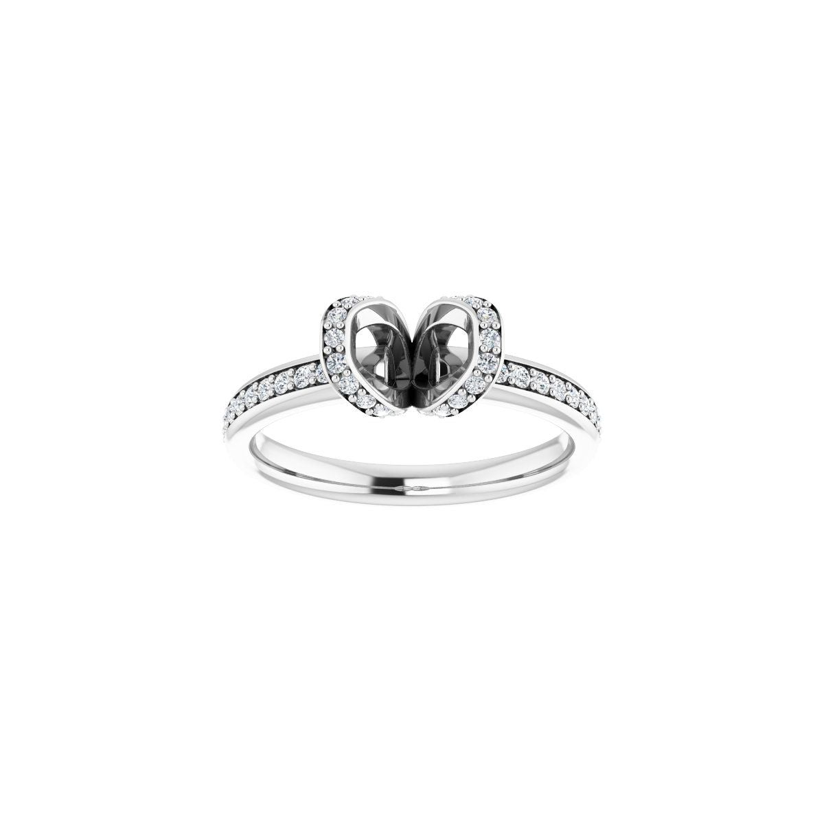 Emerald Half-Bezel Halo-Style Engagement Ring Semi-Mount - gallery - Series 121995
