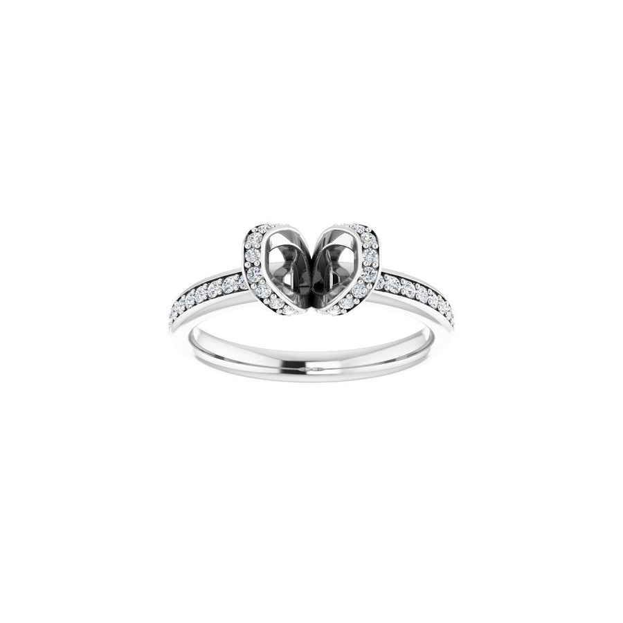 Emerald Half-Bezel Halo-Style Engagement Ring Semi-Mount - gallery - Series 121995