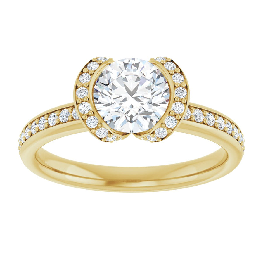 Round Half-Bezel Halo-Style Engagement Ring Semi-Mount - gallery - Series 121995