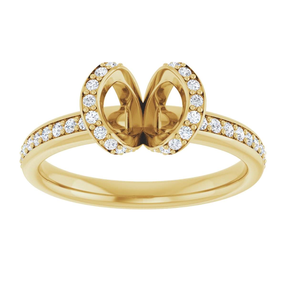 Round Half-Bezel Halo-Style Engagement Ring Semi-Mount - gallery - Series 121995