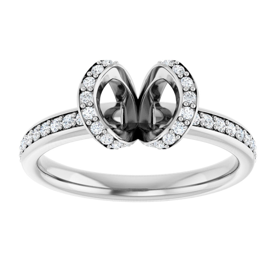 Round Half-Bezel Halo-Style Engagement Ring Semi-Mount - gallery - Series 121995