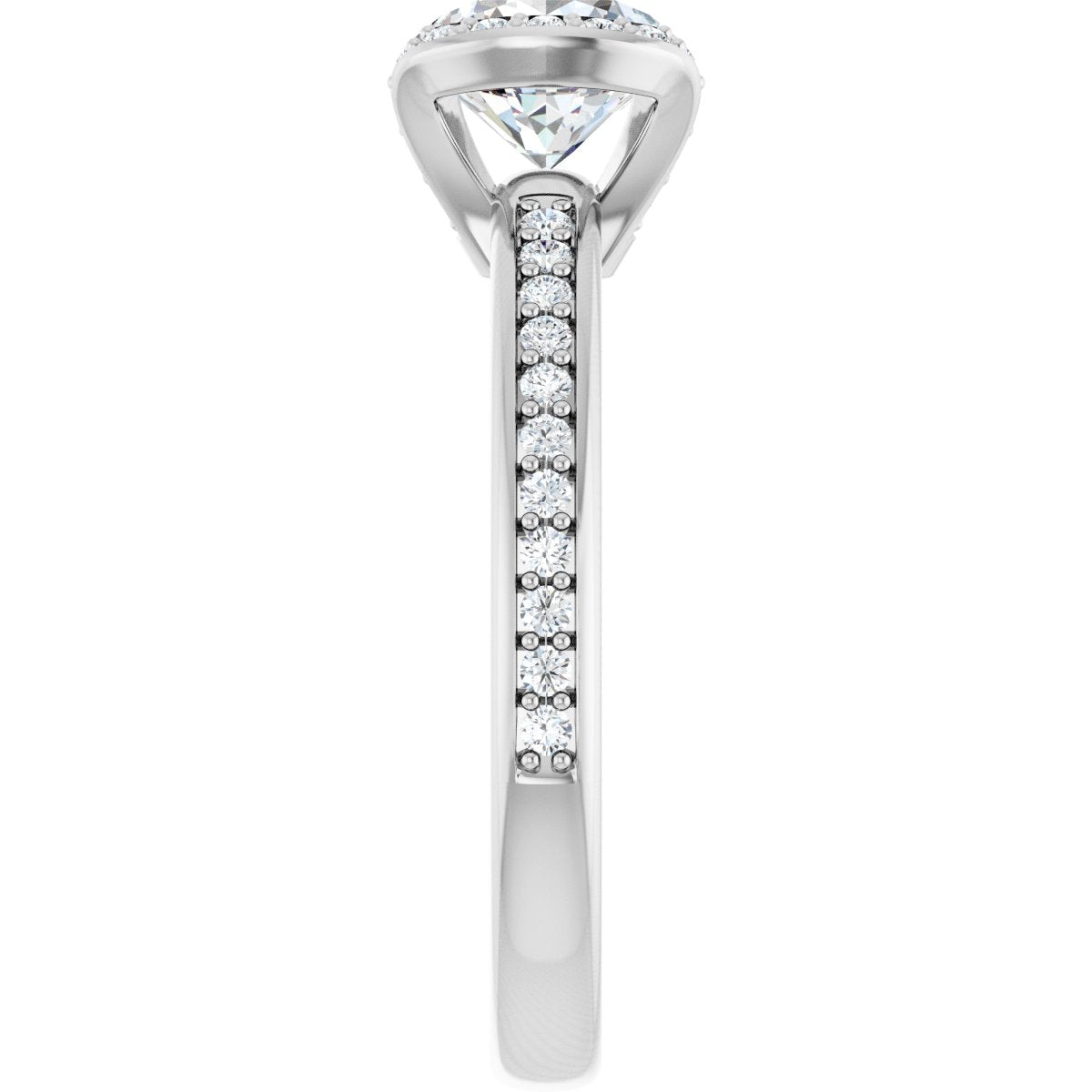 Round Half-Bezel Halo-Style Engagement Ring Semi-Mount - gallery - Series 121995