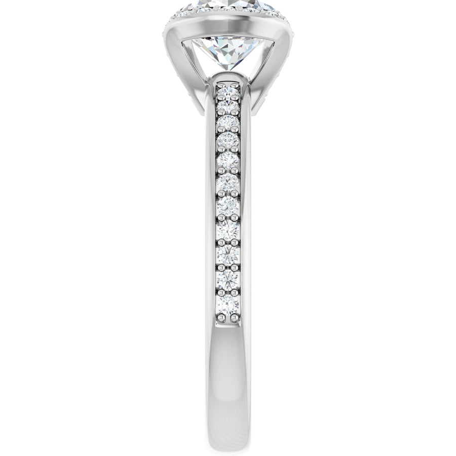 Round Half-Bezel Halo-Style Engagement Ring Semi-Mount - gallery - Series 121995