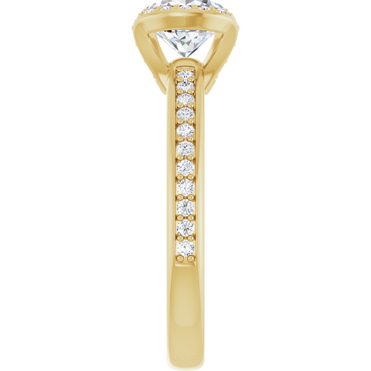 Round Half-Bezel Halo-Style Engagement Ring Semi-Mount - gallery - Series 121995