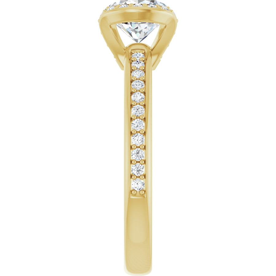 Round Half-Bezel Halo-Style Engagement Ring Semi-Mount - gallery - Series 121995