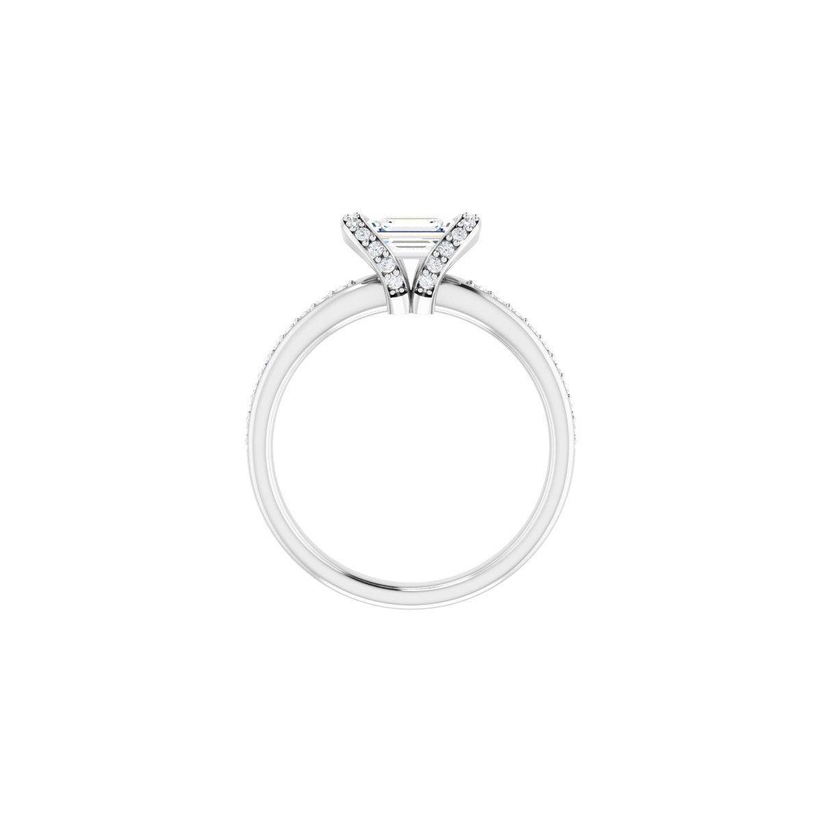 Emerald Half-Bezel Halo-Style Engagement Ring Semi-Mount - gallery - Series 121995