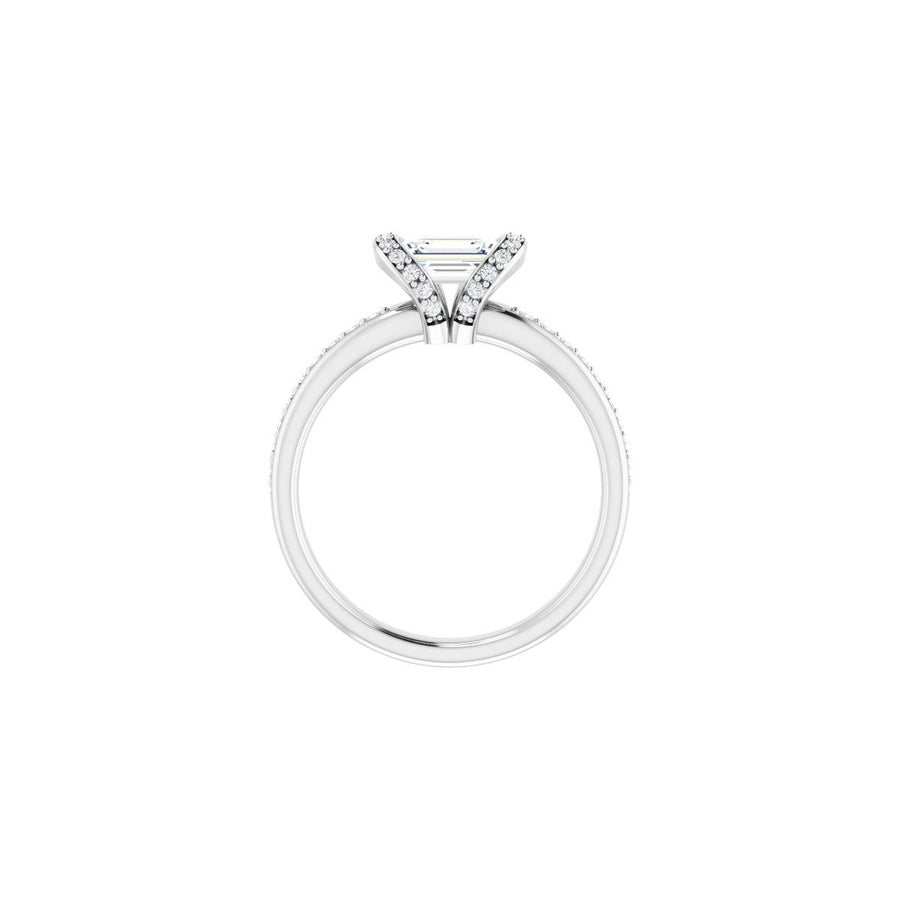 Emerald Half-Bezel Halo-Style Engagement Ring Semi-Mount - gallery - Series 121995