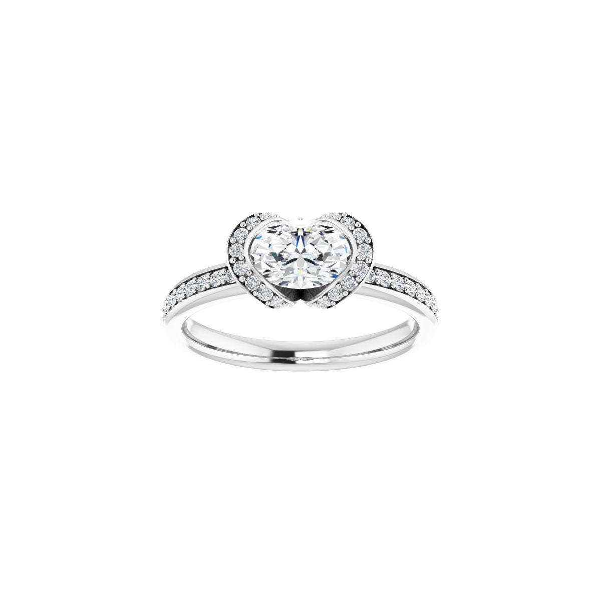 Oval Half-Bezel Halo-Style Engagement Ring Semi-Mount - gallery - Series 121995