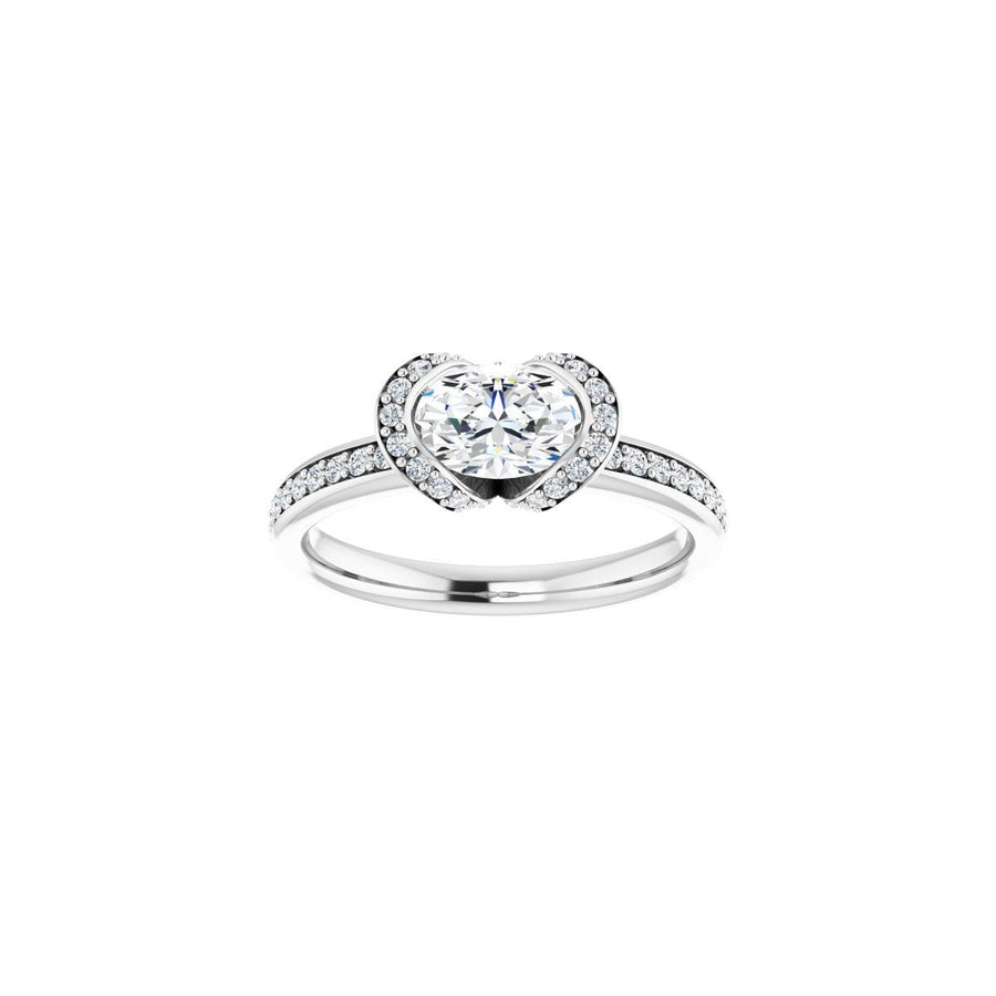 Oval Half-Bezel Halo-Style Engagement Ring Semi-Mount - gallery - Series 121995