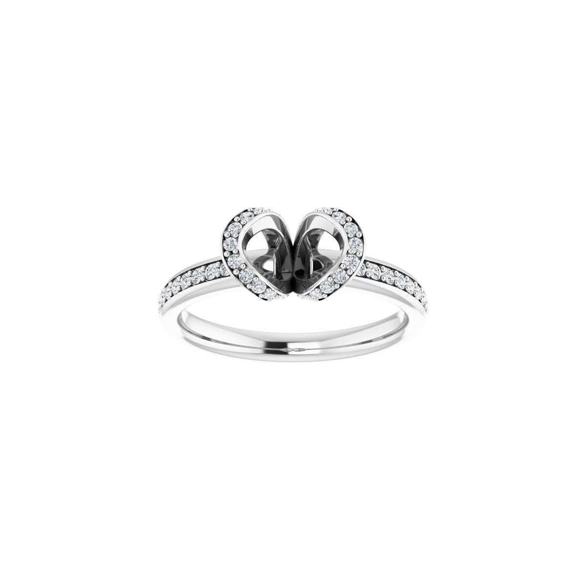 Oval Half-Bezel Halo-Style Engagement Ring Semi-Mount - gallery - Series 121995