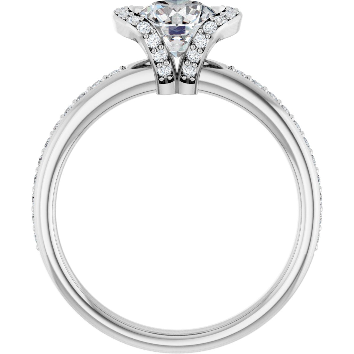Round Half-Bezel Halo-Style Engagement Ring Semi-Mount - gallery - Series 121995