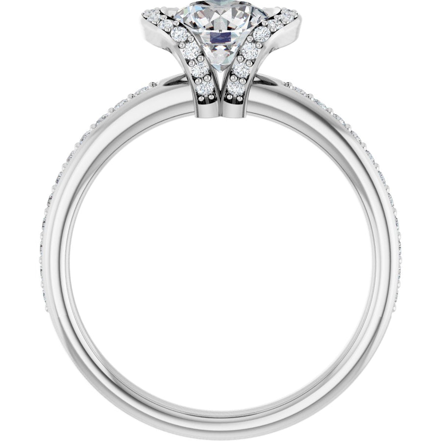 Round Half-Bezel Halo-Style Engagement Ring Semi-Mount - gallery - Series 121995