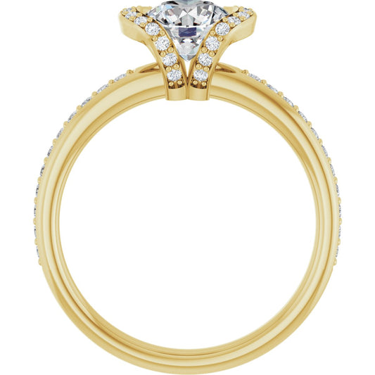 Round Half-Bezel Halo-Style Engagement Ring Semi-Mount - gallery - Series 121995