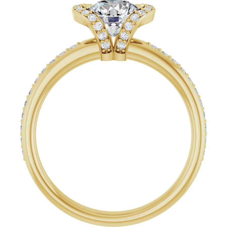 Round Half-Bezel Halo-Style Engagement Ring Semi-Mount - gallery - Series 121995