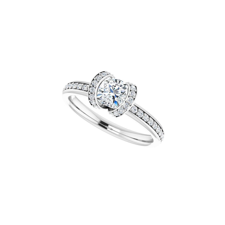 Cushion Half-Bezel Halo-Style Engagement Ring Semi-Mount - gallery - Series 121995