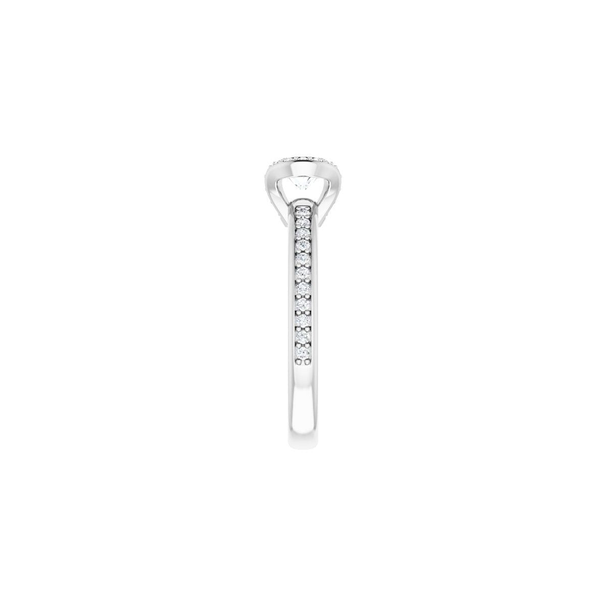 Oval Half-Bezel Halo-Style Engagement Ring Semi-Mount - gallery - Series 121995