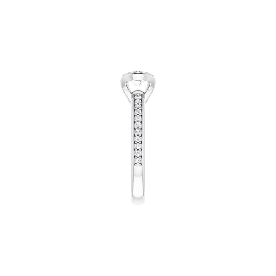 Oval Half-Bezel Halo-Style Engagement Ring Semi-Mount - gallery - Series 121995