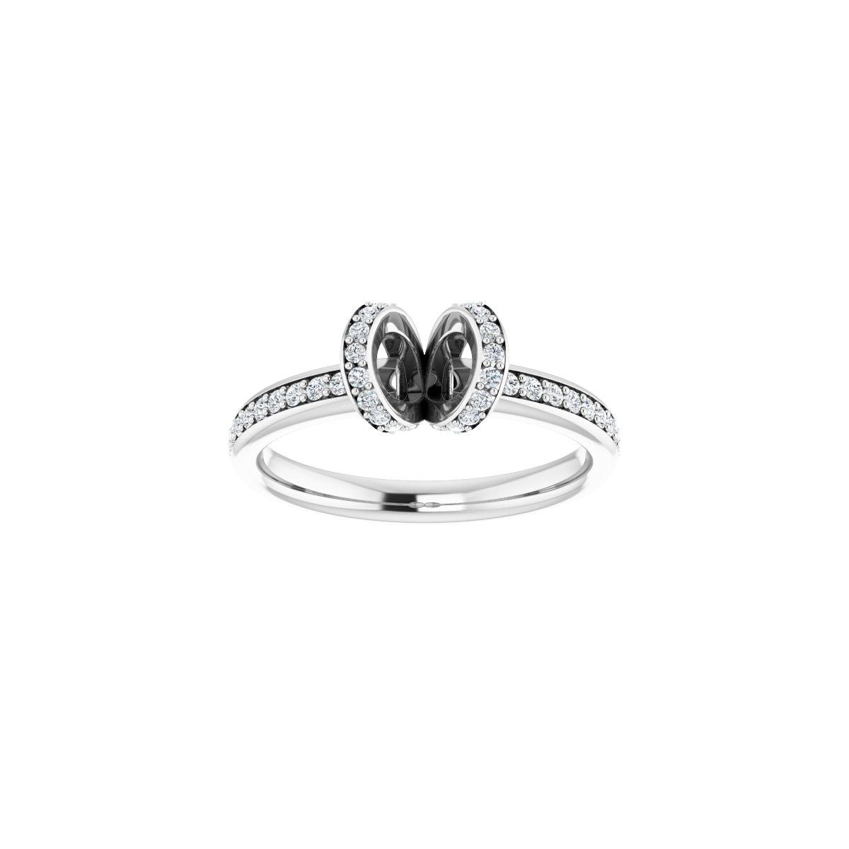 Cushion Half-Bezel Halo-Style Engagement Ring Semi-Mount - gallery - Series 121995