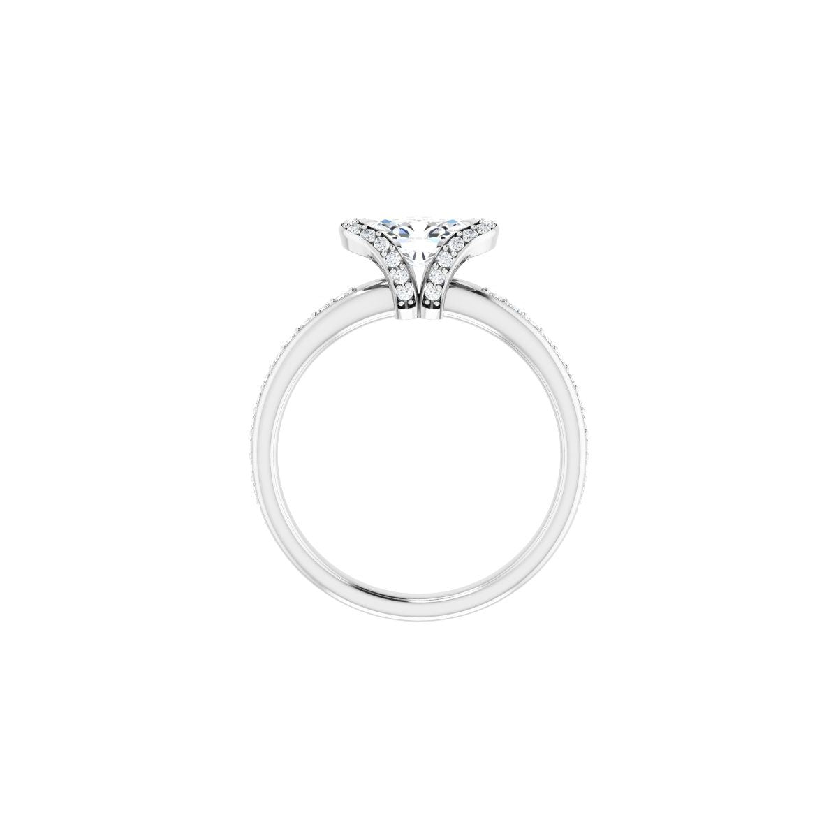 Oval Half-Bezel Halo-Style Engagement Ring Semi-Mount - gallery - Series 121995
