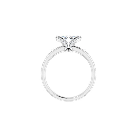 Oval Half-Bezel Halo-Style Engagement Ring Semi-Mount - gallery - Series 121995