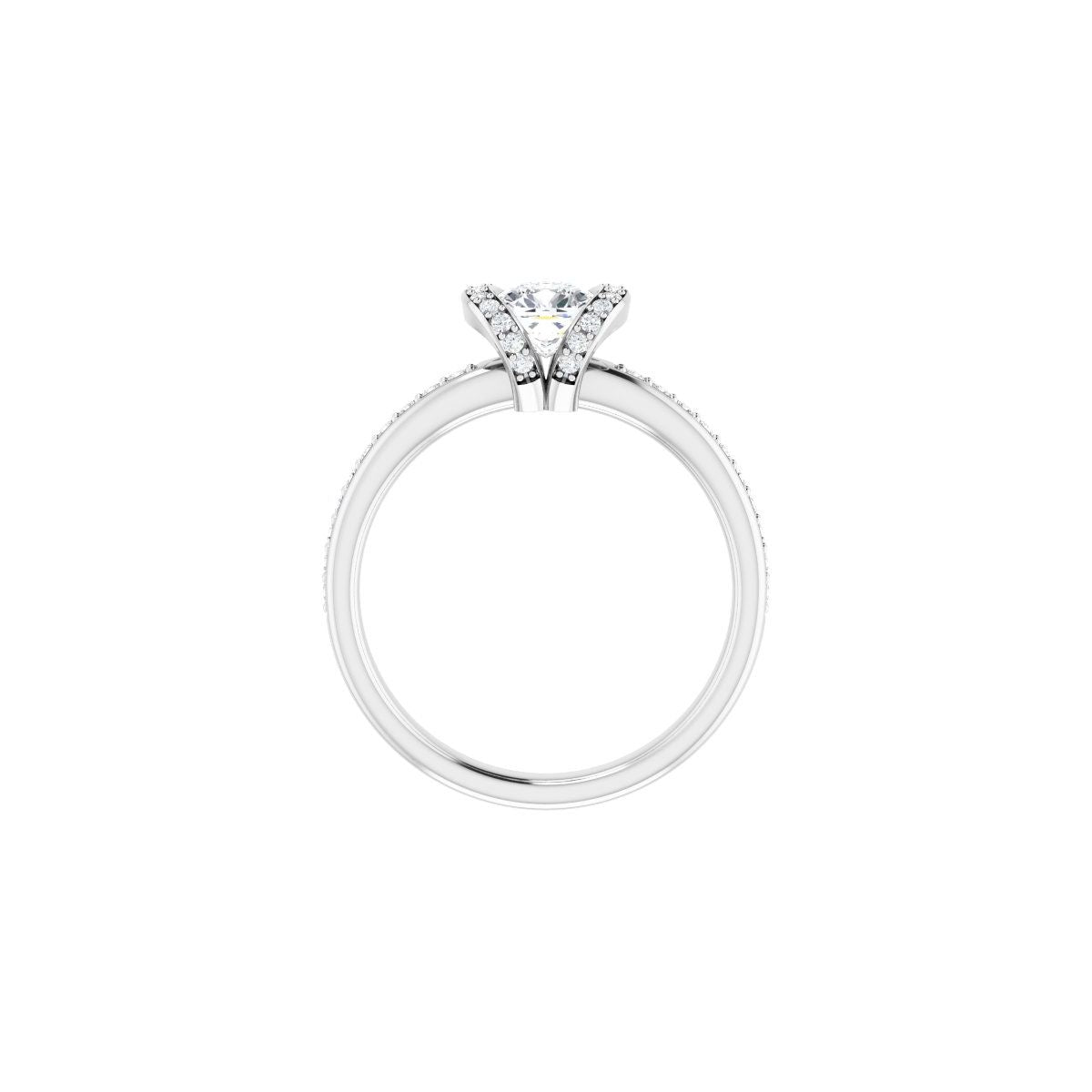 Cushion Half-Bezel Halo-Style Engagement Ring Semi-Mount - gallery - Series 121995