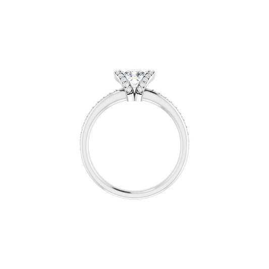 Cushion Half-Bezel Halo-Style Engagement Ring Semi-Mount - gallery - Series 121995