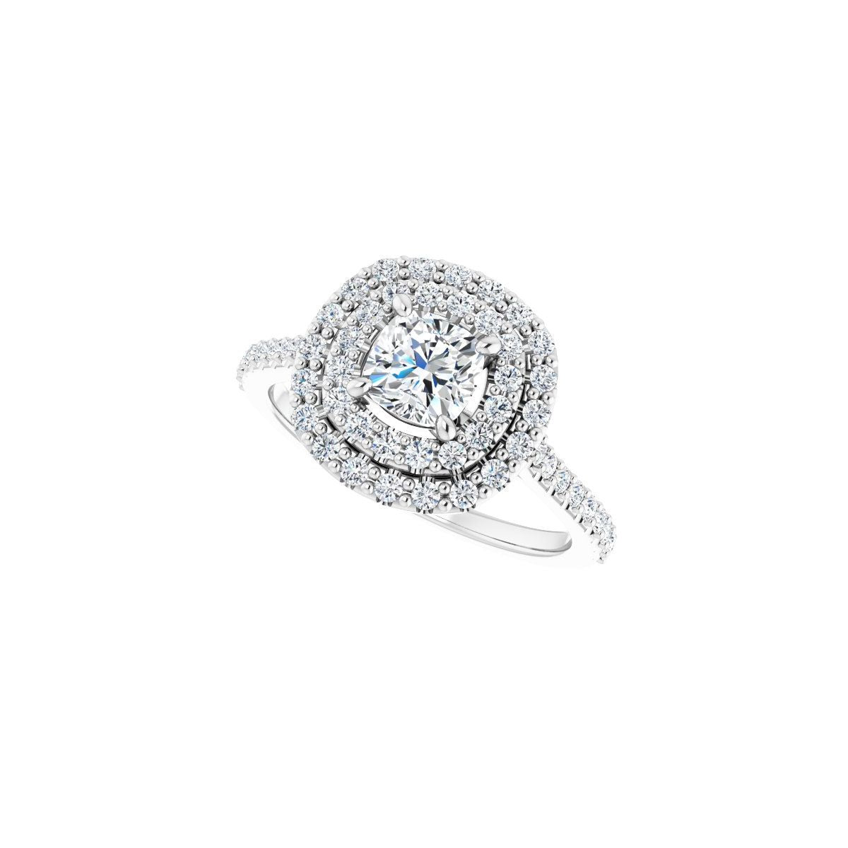 Cushion Double Halo-Style Engagement Ring Semi-Mount - gallery - Series 122918