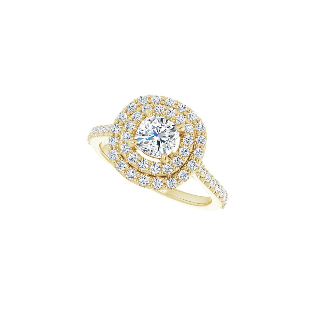 Cushion Double Halo-Style Engagement Ring Semi-Mount - gallery - Series 122918