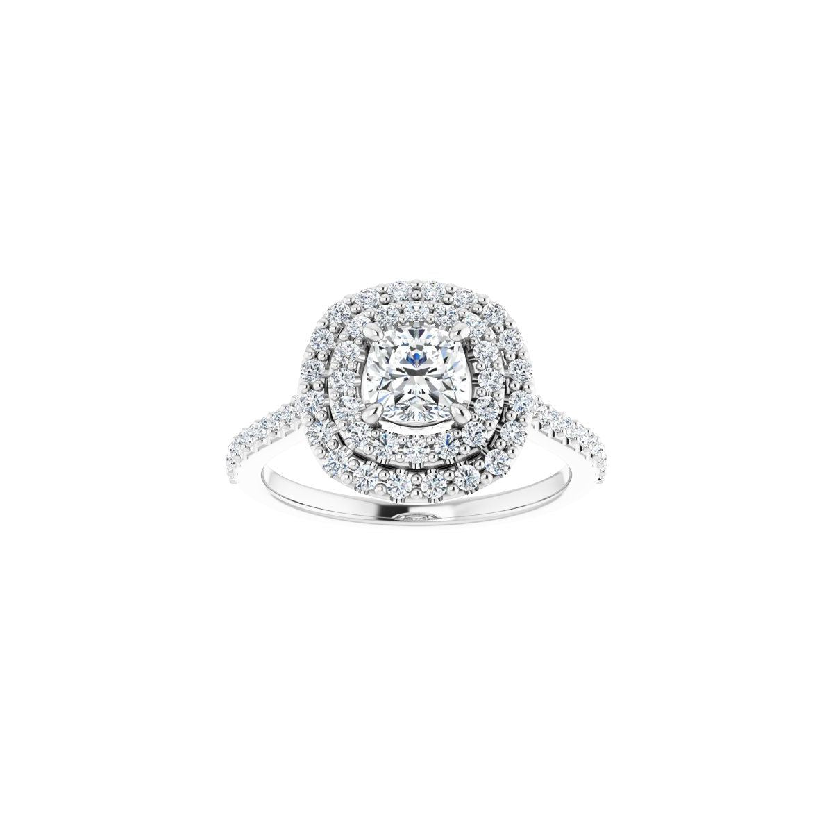 Cushion Double Halo-Style Engagement Ring Semi-Mount - gallery - Series 122918
