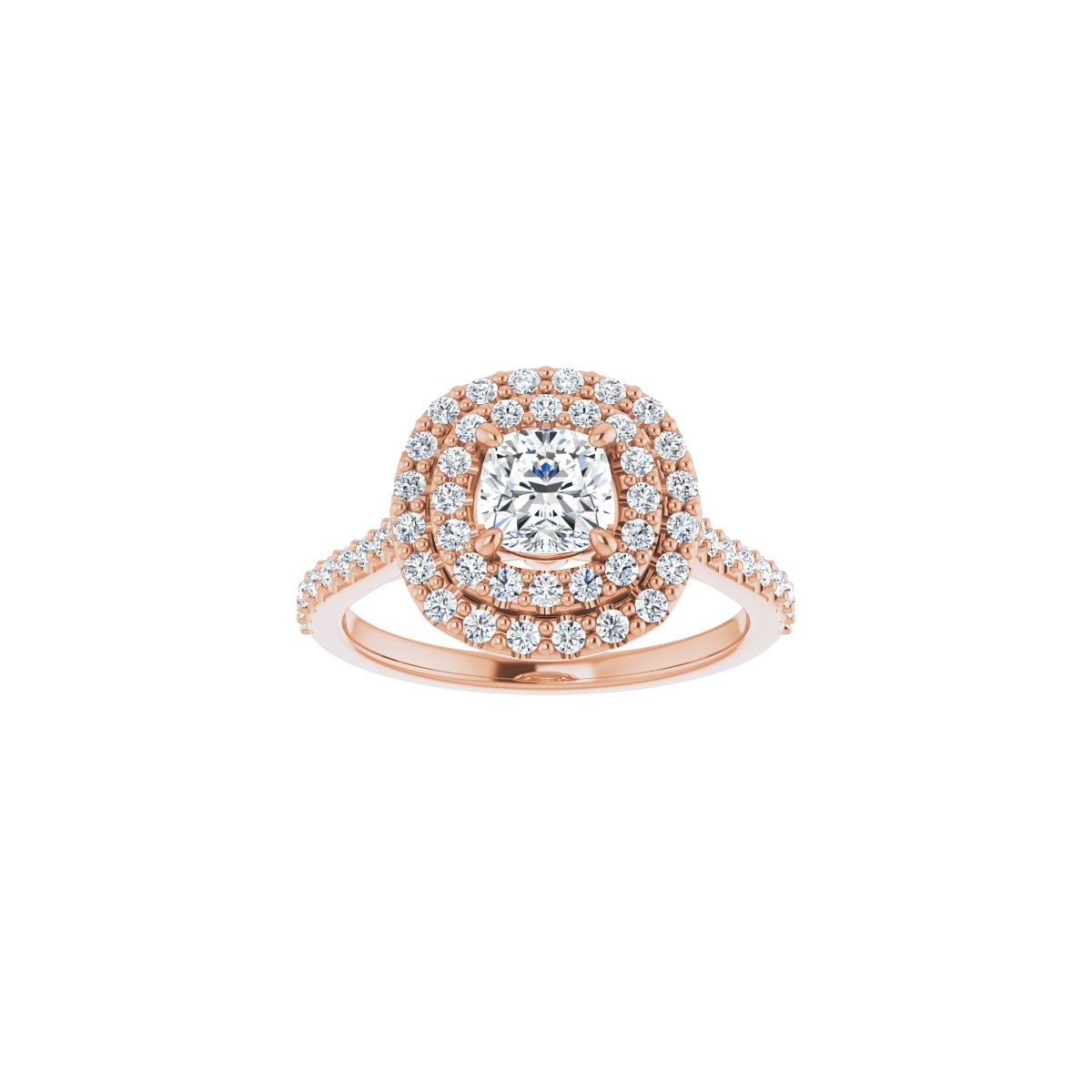 Cushion Double Halo-Style Engagement Ring Semi-Mount - gallery - Series 122918
