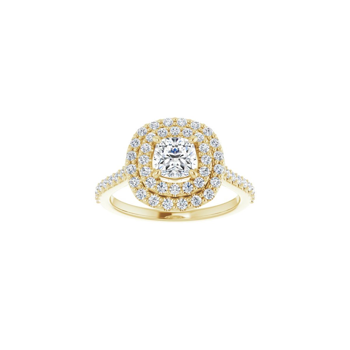 Cushion Double Halo-Style Engagement Ring Semi-Mount - gallery - Series 122918