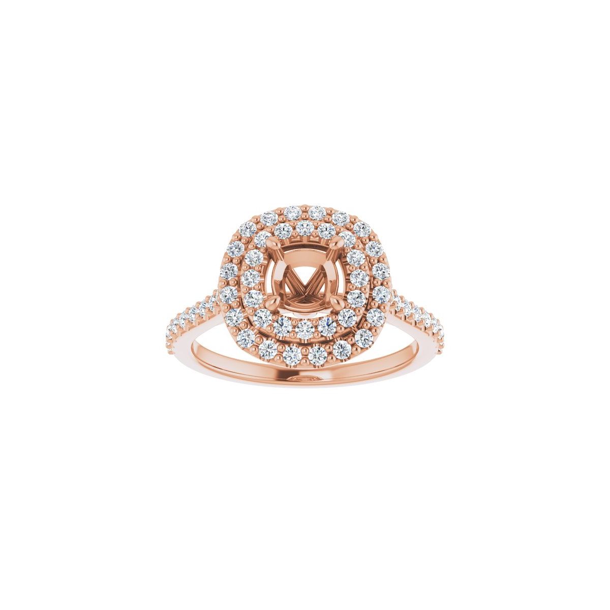 Cushion Double Halo-Style Engagement Ring Semi-Mount - gallery - Series 122918