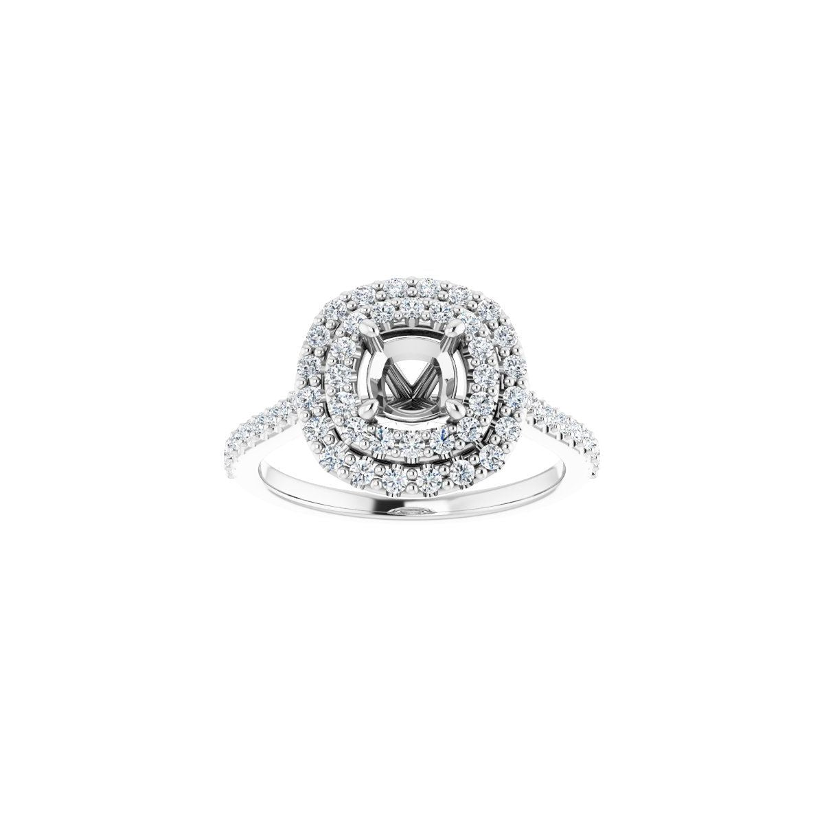 Cushion Double Halo-Style Engagement Ring Semi-Mount - gallery - Series 122918
