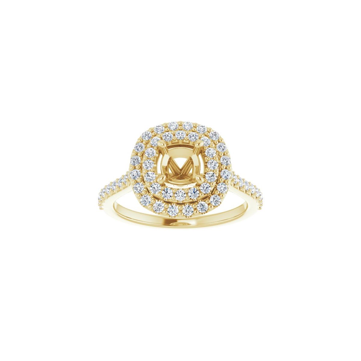 Cushion Double Halo-Style Engagement Ring Semi-Mount - gallery - Series 122918
