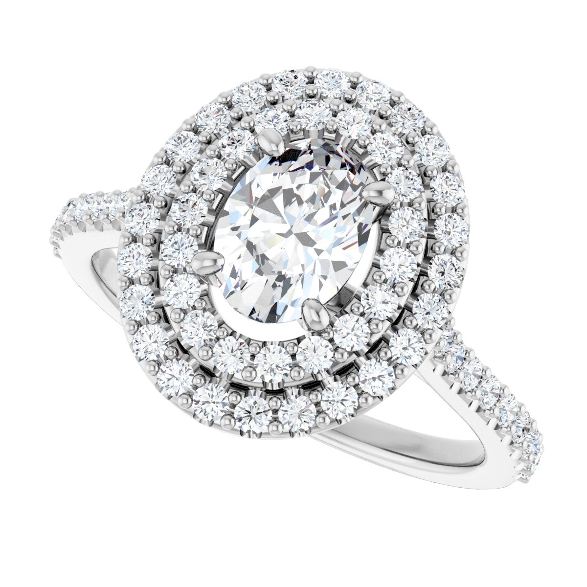 Oval Double Halo-Style Engagement Ring Semi-Mount - gallery - Series 122918