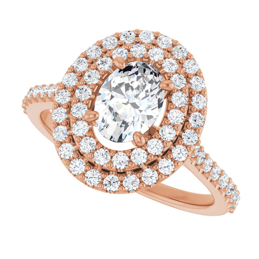 Oval Double Halo-Style Engagement Ring Semi-Mount - gallery - Series 122918