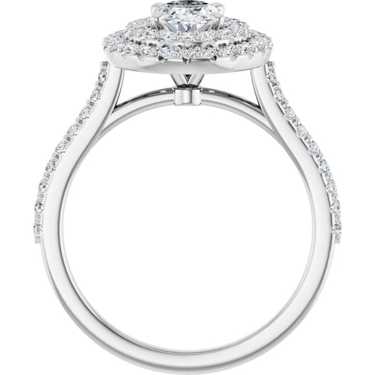 Oval Double Halo-Style Engagement Ring Semi-Mount - gallery - Series 122918
