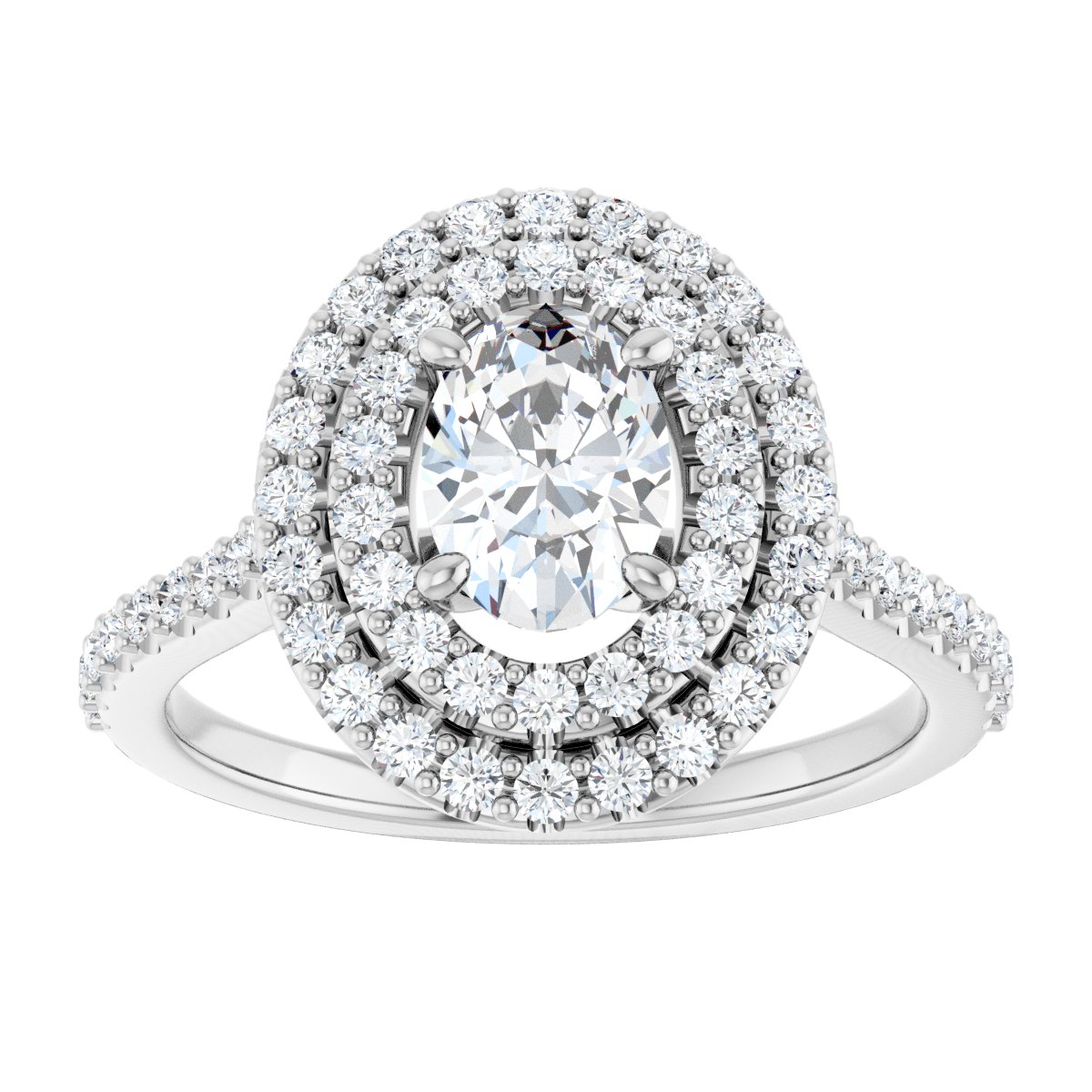 Oval Double Halo-Style Engagement Ring Semi-Mount - gallery - Series 122918