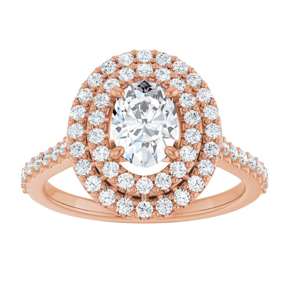 Oval Double Halo-Style Engagement Ring Semi-Mount - gallery - Series 122918
