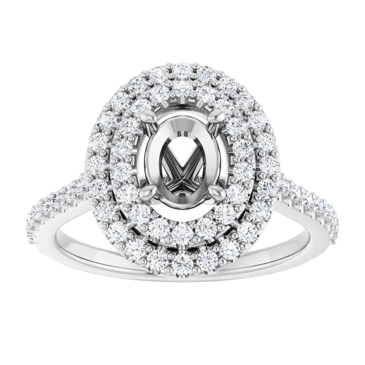 Oval Double Halo-Style Engagement Ring Semi-Mount - gallery - Series 122918