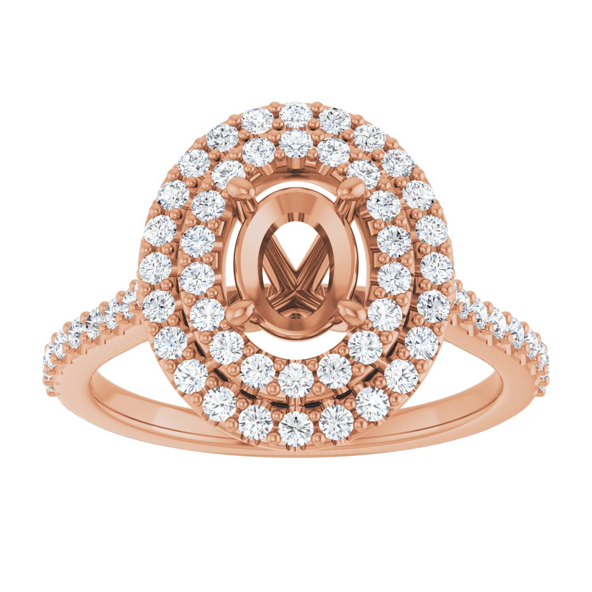 Oval Double Halo-Style Engagement Ring Semi-Mount - gallery - Series 122918