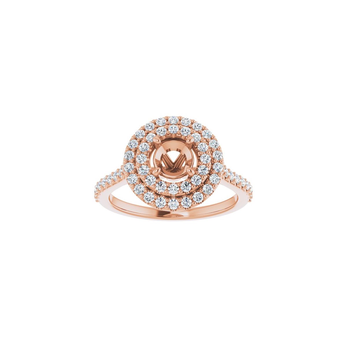 Round Double Halo-Style Engagement Ring Semi-Mount - gallery - Series 122918