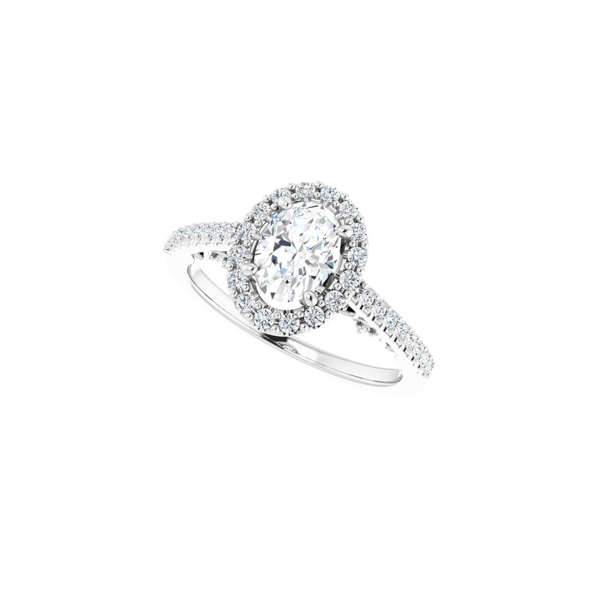 Oval Halo-Style Engagement Ring Semi-Mount - gallery - Series 122909